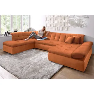 DOMO collection Wohnlandschaft Mikrofaser U-Form 3-Sitzer Orange
