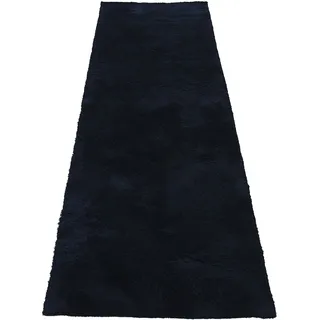 carpetfine Silky Hochflorteppich 75 x 240 cm Blau