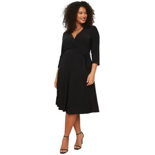 Trendyol Curve Damen Midi A-line Regular Plus Size Dress, Schwarz, 3XL Große Größen EU