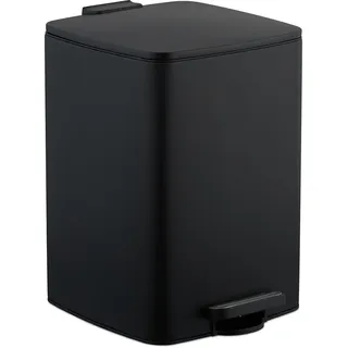 Relaxdays Mülleimer Küche, 20 Liter, entnehmbarer Inneneimer, Fußpedal, mit Müllbeutel, Tretmülleimer, Eisen, schwarz