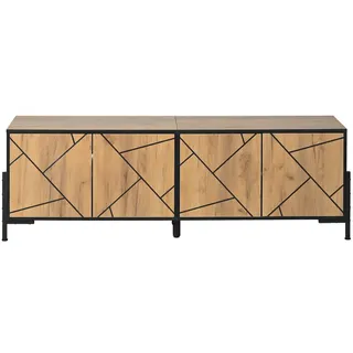 stilvora TV-Lowboard 153x50x40 cm Naturfarben Metall