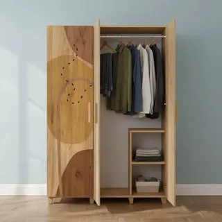 Dmora Kleiderschrank 3 Türen Samh, Schlafzimmermöbel, Schrank, Garderobe, 120x48h189 cm, Eiche
