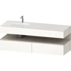 Duravit Qatego Einbauwaschtisch mit Konsolenwaschtischunterbau, 1600x550x600mm, Nische Taupe Supermatt, Becken links, QA4795083, Farbe: Weiß Hochglanz