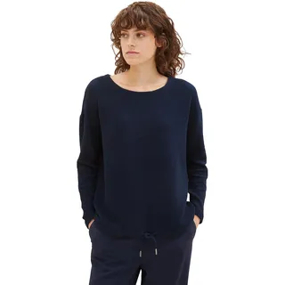 TOM TAILOR Damen 1038177 Sweatshirt mit Struktur & Kordelzug, 10668-sky Captain Blue, M