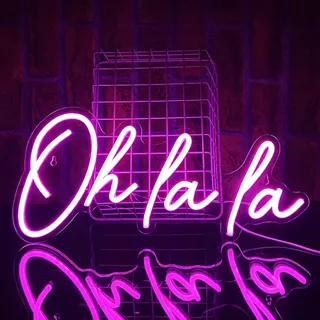 PILOYINDE Oh La La Leuchtreklame Rosafarbene Led Schild Wanddekoration Led Schriftzug Usb Neon schild für Schlafzimmer Bar Raumdekoration