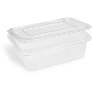 Rechteckbecher klar mit Deckel 1500 ml (rPET), 50 Stk.