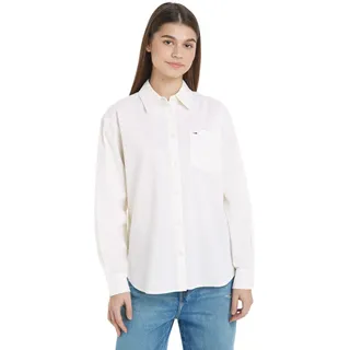 Tommy Jeans Damen Bluse Stripe Linen Shirt Hemdbluse, Gelb (Lemon Zest / Stripe), L