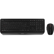 CHERRY GENTIX DESKTOP, kabelloses Tastatur- und Maus-Set, Belgisches Layout (AZERTY), langlebige Tastenbeschriftung, ergonomisches Design, batteriebetrieben, Schwarz