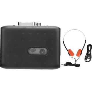 Tragbarer Kassettenrecorder-Player, USB-C-zu-MP3-Konverter mit Kopfhöreranschluss, integriertem Mikrofon, Rückwärtsaufnahme, Schwarz