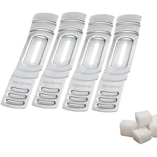 Westmark Tassen-Zuckerzangen 4 Stk. – Feuerzangenbowle Set für individuelle Süße – Robuster Edelstahl – Silber, 4 x Ø 9,5 cm