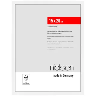 nielsen Bilderrahmen, 15 x 20 cm, Aluminium, Weiß matt, Fotorahmen zum Auftstellen im Hoch- & Querformat, bruchsicheres Kunstglas, Atlanta