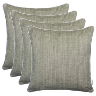 Brandsseller 4er Set Outdoor Kissen 45x45 cm – Wetterfeste Zierkissen mit Paspel in Leinenoptik – Wasserabweisende Gartenkissen & Dekokissen für draußen – Sofakissen für Balkon & Terrasse - Taupe