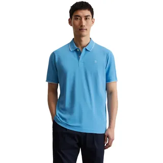 Marc O'Polo Poloshirt MARC O'POLO, Herren, Gr. L, blau (azure blau), Jersey, Obermaterial: 95% Baumwolle, 5% Elasthan, regular fit, Rippbündchen, Shirts, aus Piqué, regular fit, kontrastfarbene Details