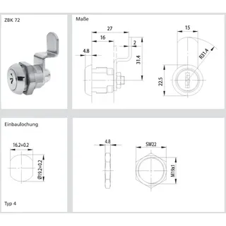 Burg-Wächter Zylinder für Briefkästen ZBK 72 22380 - Silber