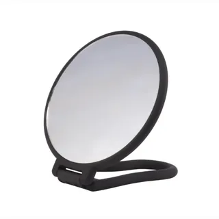 PARSA BEAUTY Stellspiegel mit 3-Fach Vergrößerung – Doppelseitiger, runder Kosmetikspiegel, schwarz, modernes Design für präzises Stylen – Spiegel zum Stellen und Hängen – 14,5 x 14 x 1 cm