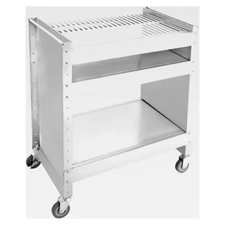 Edelstahl Grillwagen, 59 x 40,5 x 82 cm Mobiler Barbecue-Wagen, Grilltisch für den Außenbereich mit 4 Universalrädern, Servierwagen für Garten/Balkon/Terrasse/Camping