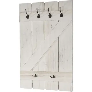 Mendler Wandgarderobe HWC-D13, Garderobe Garderobenpaneel, 6 Haken 91x60cm weiß shabby