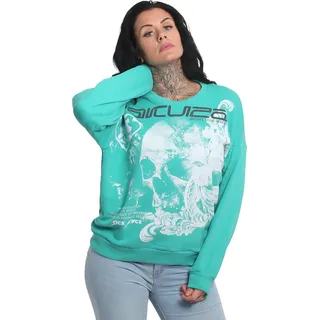 Yakuza Damen Ornamental Skull Urban Pullover, Turquoise, XS - Türkis