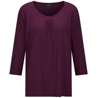 Kurzarmshirt GOLDNER "Kurzgröße Viskose-Oberteil mit Halbarm", Damen, Gr. 23, rot (bordeaux), Obermaterial: 95% Viskose CV. 5% Elasthan EL., Modisch, Shirts Kurzarmshirt, Falten