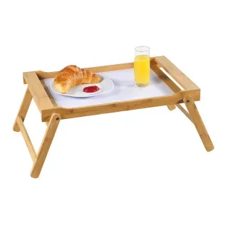 Kesper Tablett mit Klappfüßen, weiße Platte, Ideal zum Servieren von Lebensmitteln, Maße (H x B x T): 22 x 59 x 31 mm