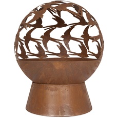 La Hacienda Swallows Globe Rost Feuerkorb Feuerkorb - Feuerkorb für den Garten - Feuerstelle - Feuerschale Feuerkorb aus stabilem Stahl - 50x50x61 cm