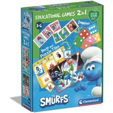 Clementoni - 18285 - Educational Games - 2 in 1 The Smurfs - Lernspiele Ab 3 Jahren (Italienisch, Englisch, Französisch, Deutsch, Spanisch, Niederländisch und Polnisch), Made In Italy