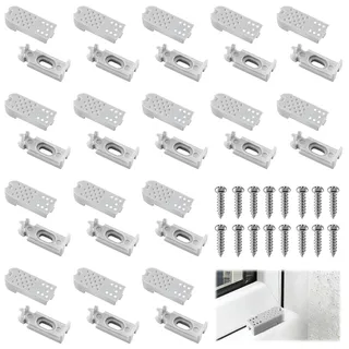 Rongrongago 16 Kit 32 Stück Plissee Ersatzteile Klemmträger, Plissee Spannschuhe mit Schrauben, Universal Spannschuhe für Verspannte Plissees für Klebeträger und Stick & Fix Front Klebeplatten