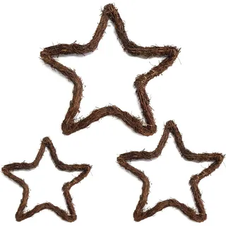 Molyorch 3 Stück Rattan-Sterngirlande, DIY-Ringe Stern-Dekor, Kranz Rohling, Weihnachtsdekoration Zweig-Kranz, Pentagramm-Girlande, für Tür, Wand, Party, Hochzeit