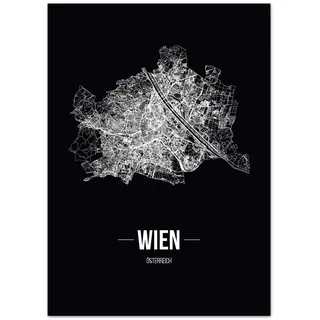 JUNIWORDS Stadtposter, Wien, Wähle eine Größe, 60 x 90 cm, Poster, Schrift B, Schwarz