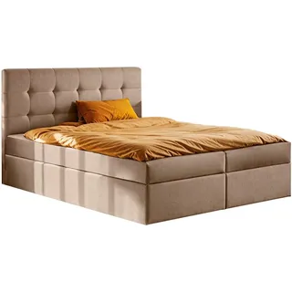 Kaiser Möbel Boxspringbett mit matratze und bettkasten, Ludano stoff Noel 160x200 cm Beige - Beige