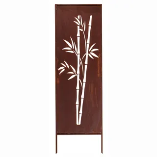 Edelrost Sichtschutz Garten Deko 160x50 cm Mit Bambusausschnitten Rost