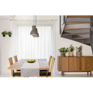 FILU Tischläufer 40 x 200 cm Grau/Weiß gestreift (Farbe und Größe wählbar) - hochwertig gefertigter Tischläufer aus 100% Baumwolle im skandinavischen Landhaus-Stil