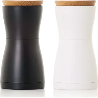 AdHoc MP127 Set Salzmühle und Pfeffermühle Twin Black & White, Kunststoff | Eichenholz