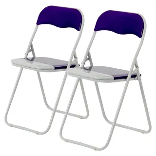 Gepolsterte Klappstühle in Lila - 2er-Set - Faltbarer Schreibtischstuhl mit Metallrahmen für Büro, Esszimmer, Küche - Lila
