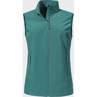 Funktionsweste SCHÖFFEL "Softshell Vest Tonion L", Damen, Gr. 42, grün (6755, grün), Oberstoff : Aussenseite: 92% Polyester 8% Elasthan Innenseite: 100% Polyester (Membran: Polyurethan), ohne Ausschnitt, Westen Funktionsweste