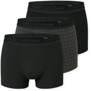 SCHIESSER Uncover Cotton Boxershorts Schwarz/Silber S 3er Pack