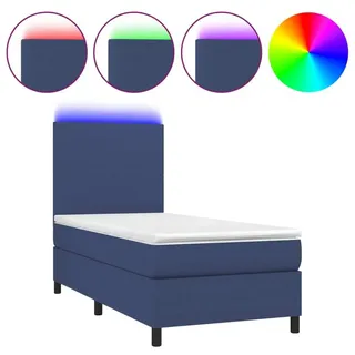 vidaXL Boxspringbett mit Matratze & LED Blau 90x200 cm Stoff - Blau