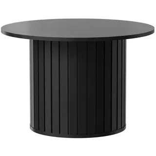 Beautysofa Couchtisch Zalia mit geriffeltem Sockel, runde Tischplatte 70 cm, im Retro-Stil, Schwarz , Holzwerkstoff , Rund , 70x47x70 cm , Wohnzimmer, Wohnzimmertische, Couchtische