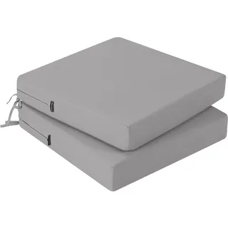 PRIMEPATIO Stuhlkissen 45x45 Set für den Außenbereich, wasserdichte Schaumstoff Sitzkissen Outdoor, Garten Sitzpolster Stuhl, Terrassenstuhlkissen mit Bändern, Esszimmerstuhl Stuhlauflage, Hellgrau