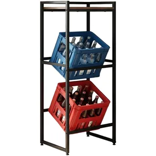 Relaxdays Getränkekistenregal 117 x 47 x 32 cm Braun/Schwarz