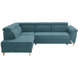 Stylife Ecksofa , Blau , Holz , Buche , vollmassiv , Ottomane links, L-Form , 265x200 cm , Stoffauswahl, seitenverkehrt erhältlich, Rücken echt , Wohnzimmer, Sofas & Couches, Wohnlandschaften, Ecksofas
