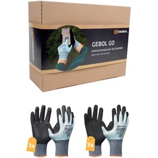 Gebol GO Arbeitshandschuh-Set Sommer | Größe L (Gr. 9) | Innovation gegen schwitzende Hände | Allround-Handschuhe mit kühlendem Effekt | Für Herren | 6 Paar