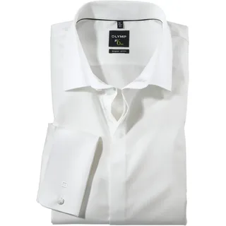Smokinghemd OLYMP "No. Six super slim", Herren, Gr. 36, N-Gr, beige (hellbeige), Web, Obermaterial: 97% Baumwolle, 3% Elastolefin, festlich, sehr schmal, Umschlagmanschette, Hemden Smokinghemd, Umschlagmanschetten, verdeckte Knopfleiste