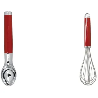 KitchenAid Eiscremelöffel, Portionierer ist spülmaschinenfest – Empire Rot & Schneebesen, manueller Schaumschläger aus Edelstahl – Empire Rot