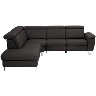 Cantus Ecksofa , Dunkelbraun , Leder , Echtleder , Uni , Ottomane links, L-Form , 271x239 cm , Typenauswahl, Bettkasten erhältlich, Fußauswahl, Lederauswahl, Stoffauswahl, seitenverkehrt erhältlich, Hocker erhältlich, Rückenfutter , Wohnzimmer, Sofas & Couches, Wohnlandschaften, Ecksofas