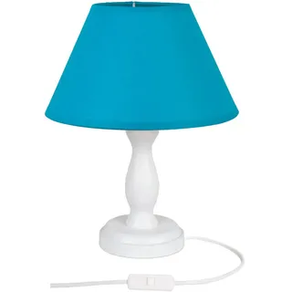 Tischleuchte , Blau, Weiß , Holz , 28 cm , Lampen & Leuchten, Innenbeleuchtung, Tischlampen, Tischlampen