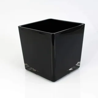 INNA-Glas Glas Übertopf Kim Earth, schwarz, 14x14x14 cm - Deko Glastopf