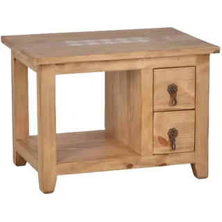 Mexico Beistell-/ Couchtisch - Marmor Massivholz Pinie  Mexiko Möbel Mexikanisch