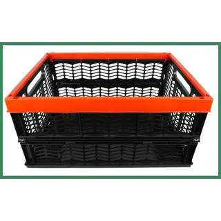 Novaliv Klappboxen faltbar stabil | 6x 30L Rot Schwarz baskets Einkaufskiste| Klappkisten Set Tragebox Aufbewahrung Einkaufskörbe Körbe Aufbewahrung Küche - Schwarz