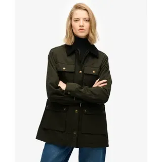 Superdry für Damen. W5011958A Wachsjacke grün (XS), Lässig, Baumwolle
